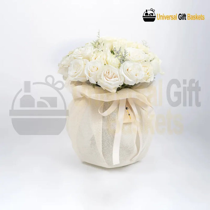 Intense White Fishbowl white flowers in a bowl-style arrangement