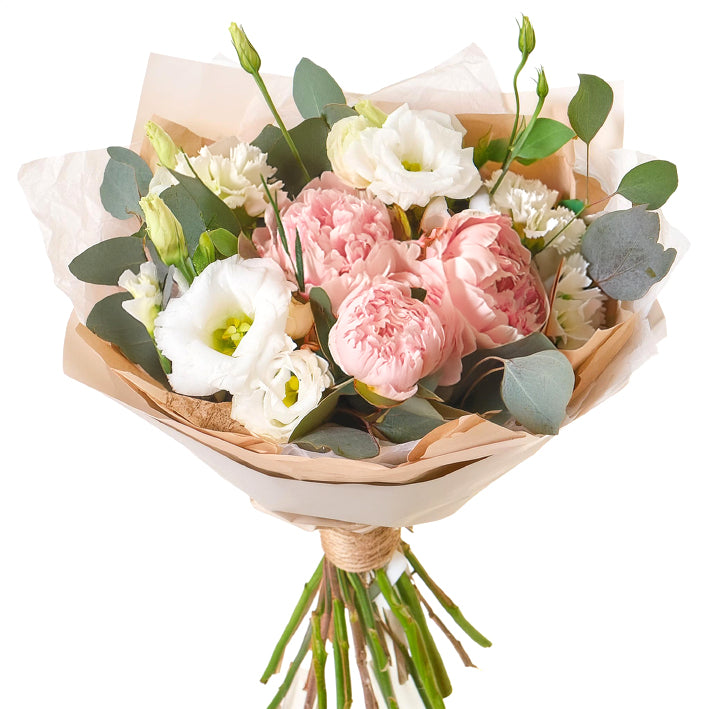 Blushing Peony & Carnation Bouquet fresh flower gift for delivery in selected countries