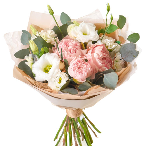 Blushing Peony & Carnation Bouquet fresh flower gift for delivery in selected countries