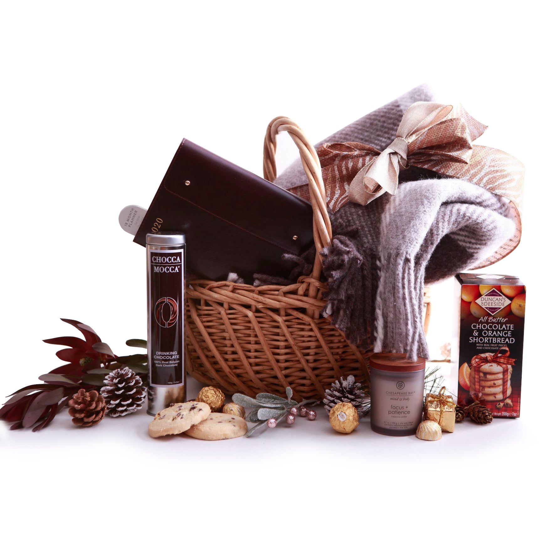 Cozy Throw, Cocoa & Cookie Gift gift basket