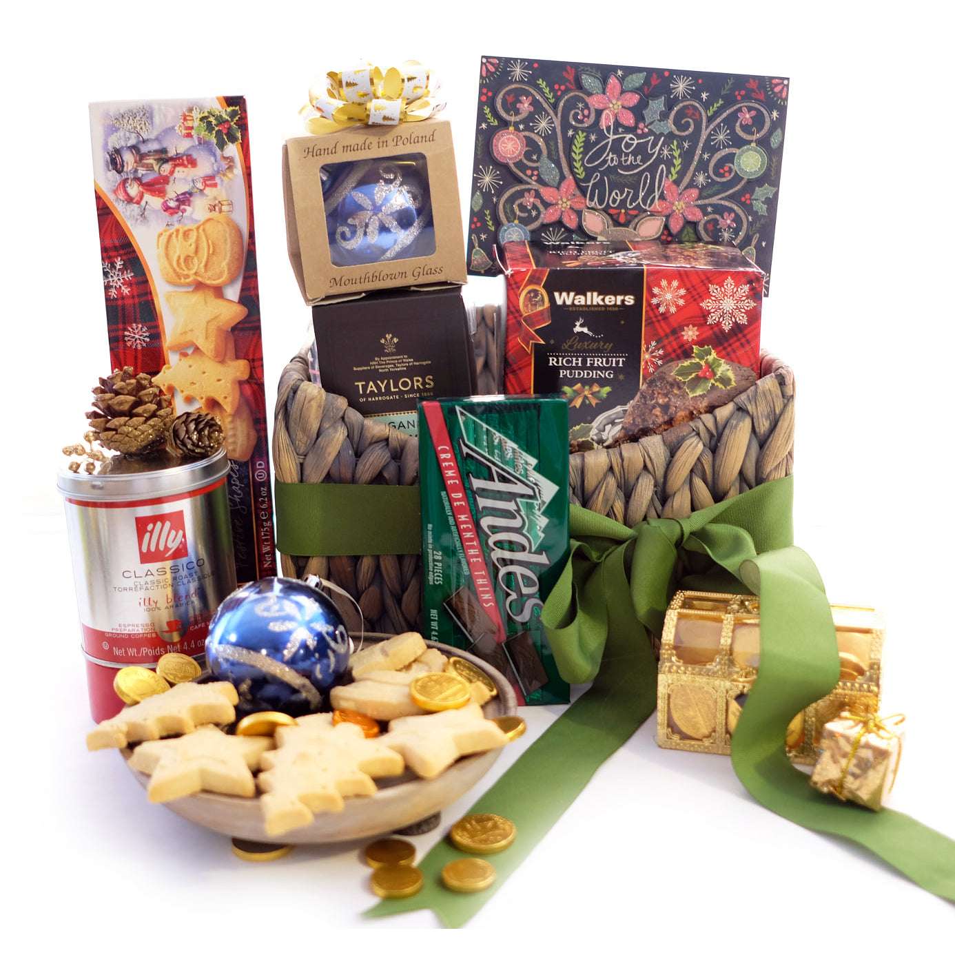 Festive Coffee, Tea & Sweets Basket alcohol-free gift for delivery in selected countries