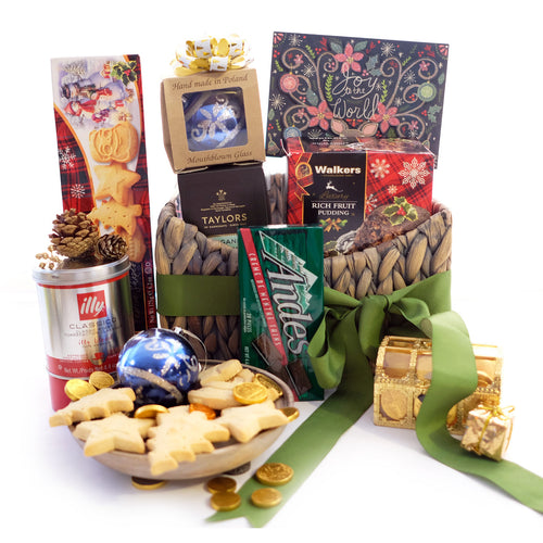 Festive Coffee, Tea & Sweets Basket alcohol-free gift for delivery in selected countries