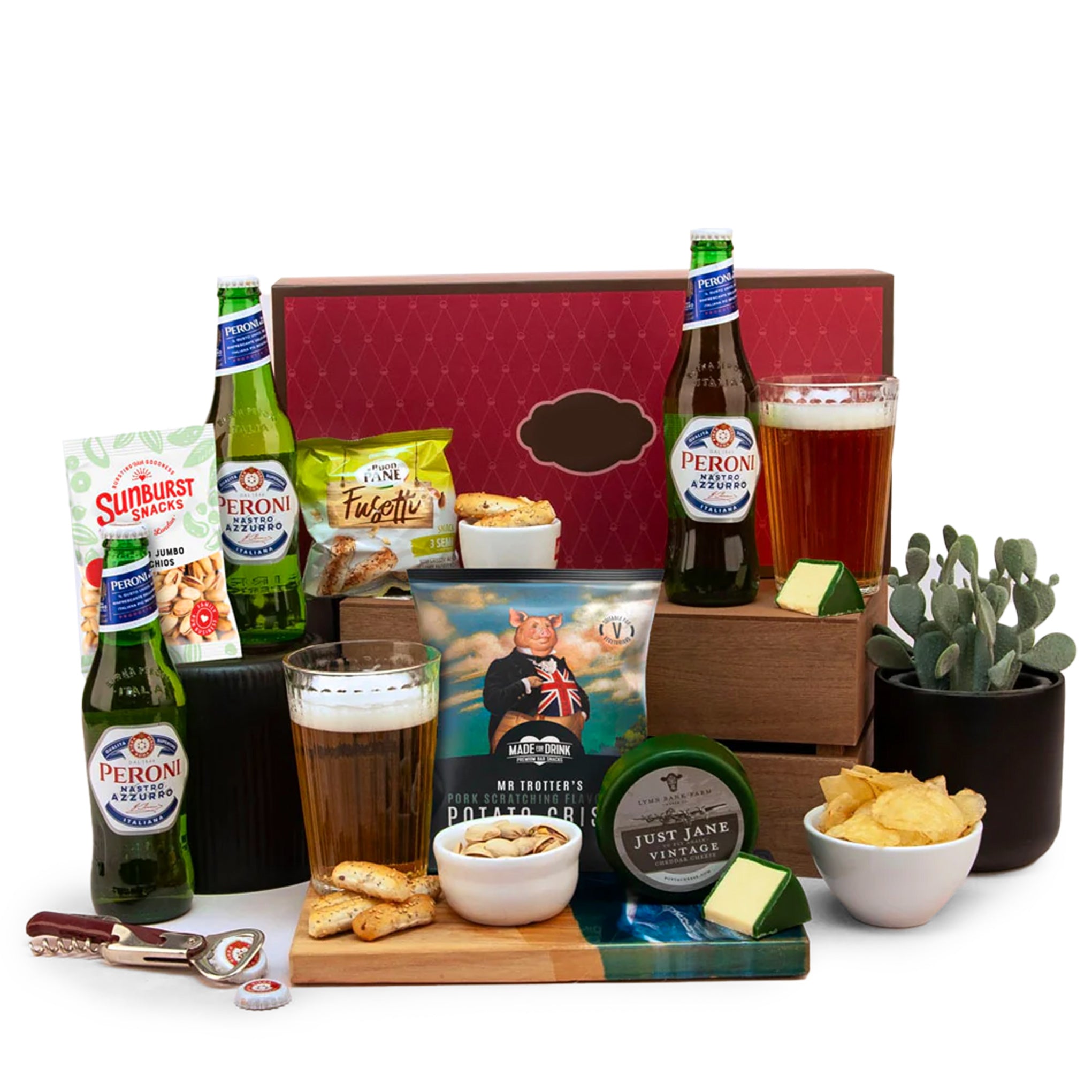 Peroni Lager & British Snacks Gift Box for gift delivery in the United Kingdom