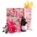 Moët Rosé Champagne & Seasonal Flowers gift basket