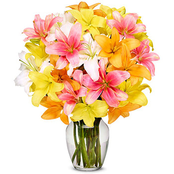 Bright Seasonal Lilies Bouquet gift available for delivery in the United States