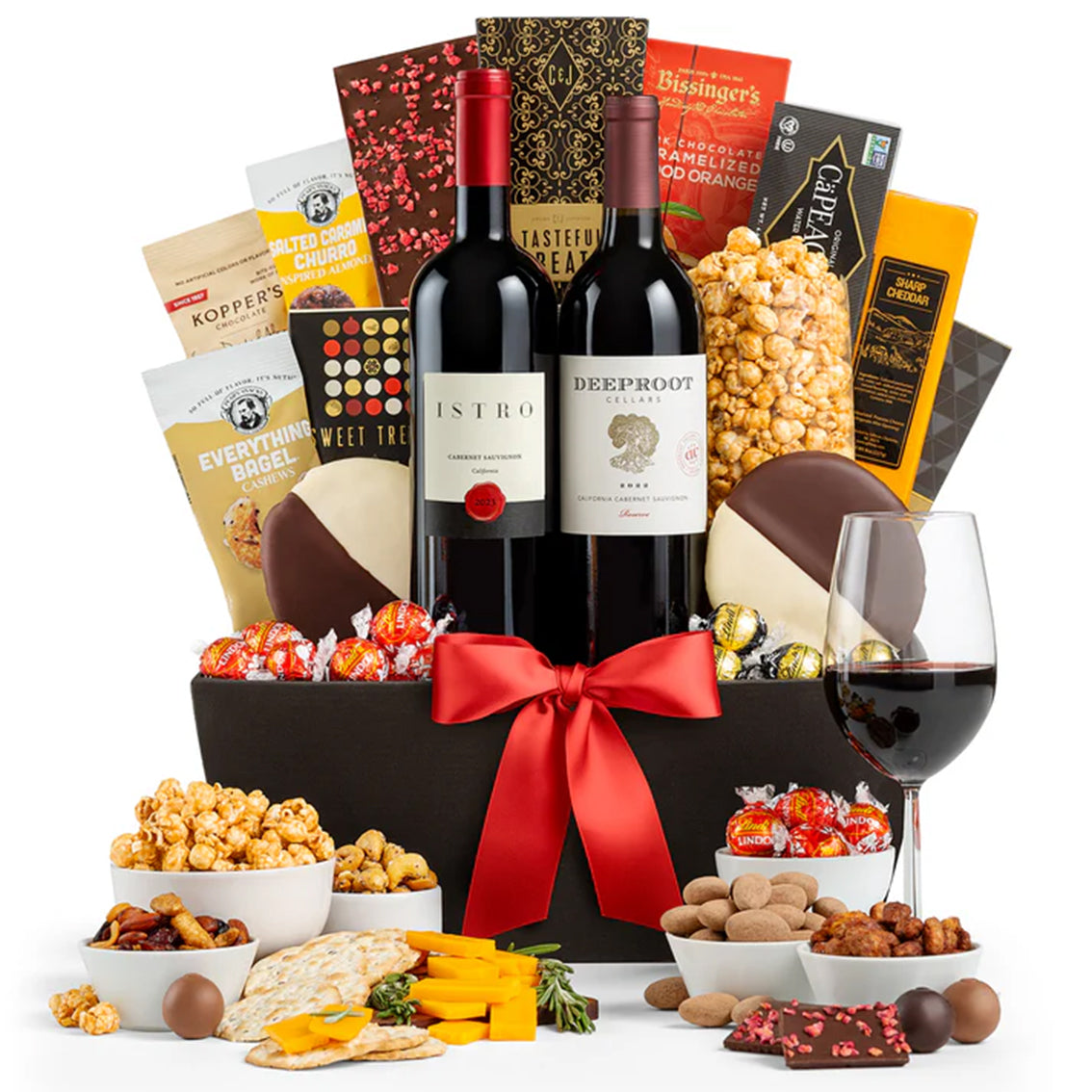 Elegant Cabernet Gourmet Basket gift available for delivery in the United States