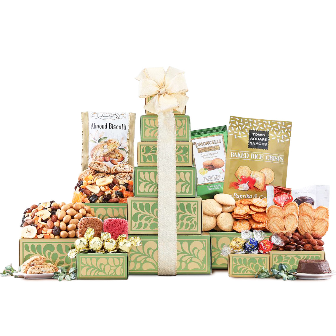Grand Layered Treats Treat Tower gift available for delivery in the United States