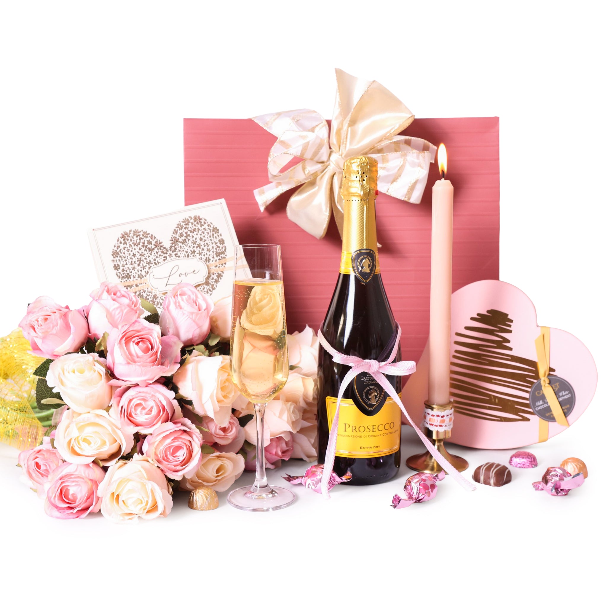 Pink Roses, Prosecco & Chocolate Gift for gift delivery in the United Kingdom