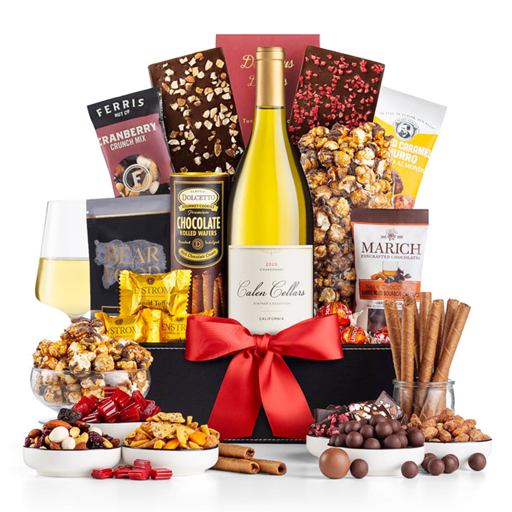 Timeless Chardonnay Gourmet Basket gift available for delivery in the United States