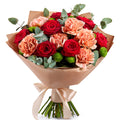 Peach Rose & Carnation Bouquet fresh flower arrangement