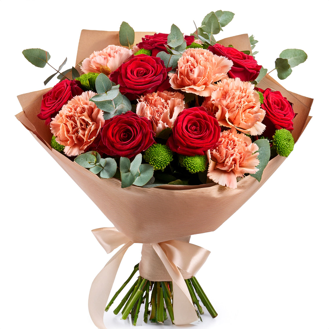 Peach Rose & Carnation Bouquet fresh flower arrangement