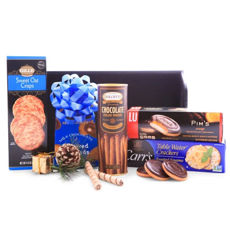 Canasta corporativa azul zafiro  Gourmet-Gift-Baskets