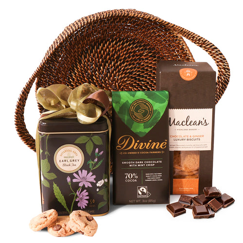 Earl Grey Tea & Shortbread Basket alcohol-free gift for delivery in selected countries