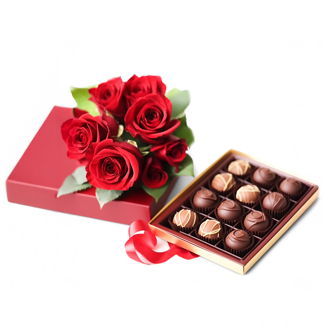 Red Roses & Gourmet Chocolates alcohol-free gift for delivery in selected countries