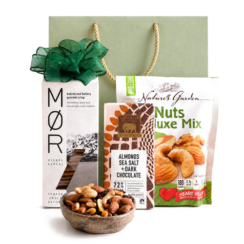Chocolate, Nuts & Crackers Gift Bag gift basket