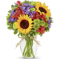 Festive Red Sunflowers Bouquet gift available for delivery in the United States