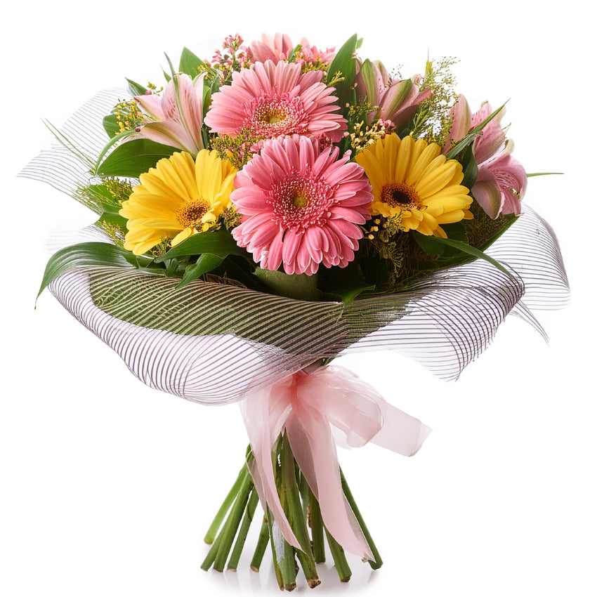 Pastel Gerbera & Alstroemeria Bouquet fresh flower gift for delivery in selected countries