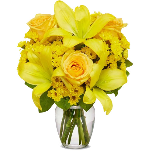 Celebration Yellow Roses Floral Arrangement gift available for delivery in the United States