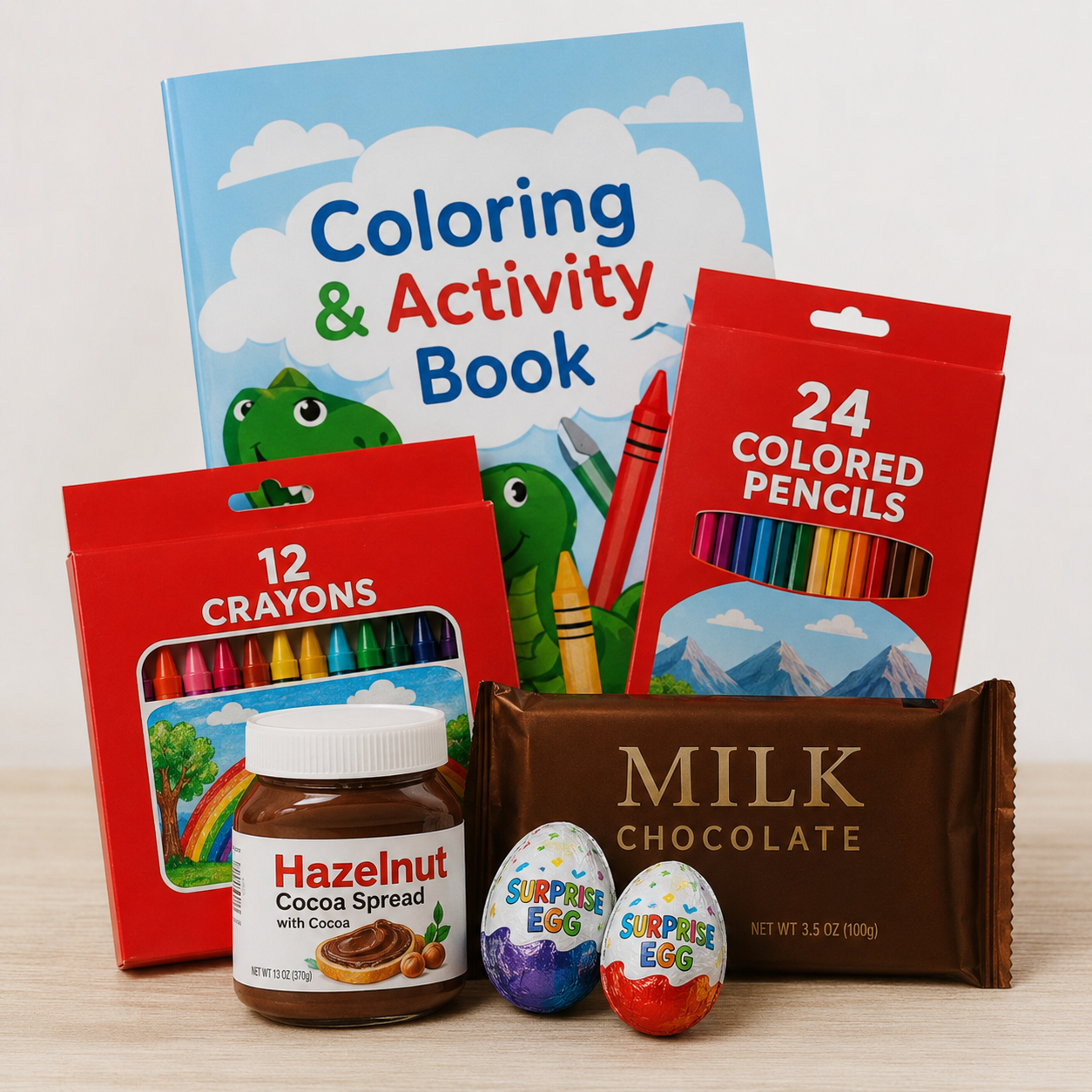 Sweetly Educational Kit combines creative activities with sweet treats in a fun and thoughtful gift. With coloring supplies, an activity book and chocolates, it is a great choice for birthdays, encouragement, celebrations and everyday surprises for kids