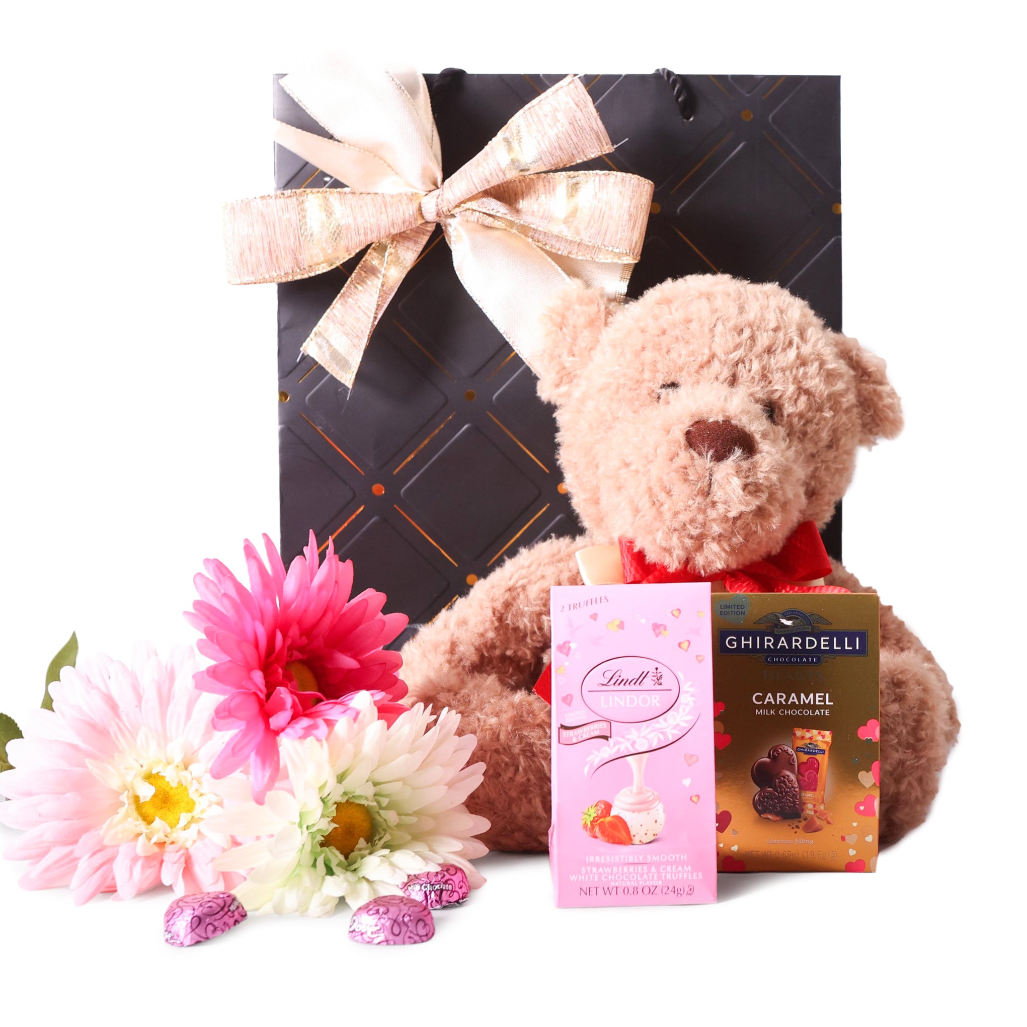 Teddy, Gerberas & Chocolate Gift Set alcohol-free gift for delivery in selected countries