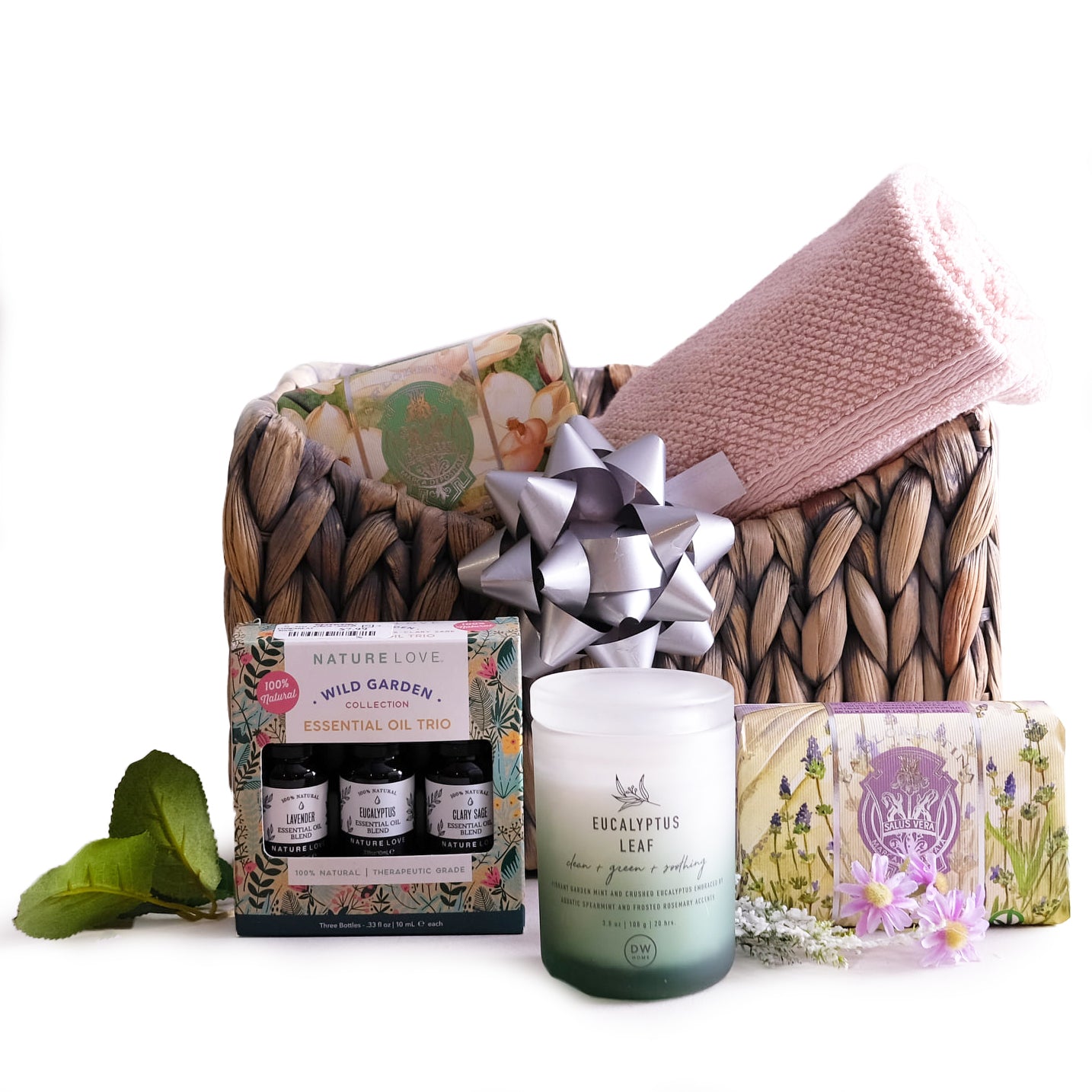 Candle & Bath Essentials Basket gift basket