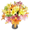 Colorful Lily Celebration Bouquet for gift delivery in the United Kingdom