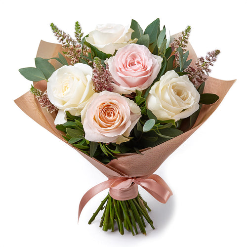 Blush & Cream Seasonal Flower Bouquet for gift delivery in the United Kingdom