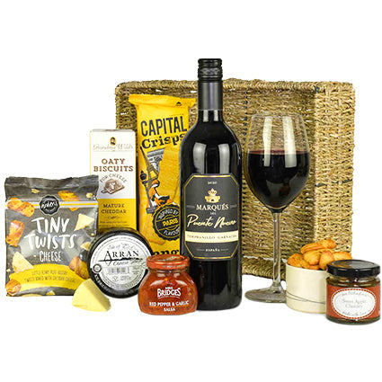 Wine, Cheese & Antipasti Gift Basket for gift delivery in the United Kingdom