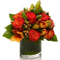 Golden Orange Roses Floral Arrangement gift available for delivery in the United States