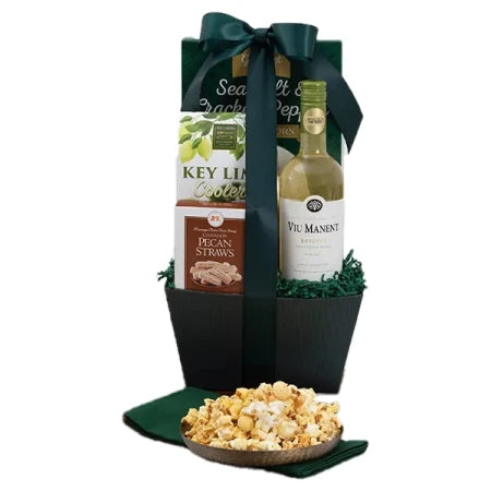 Fine White Wine gift featuring wine and cheese