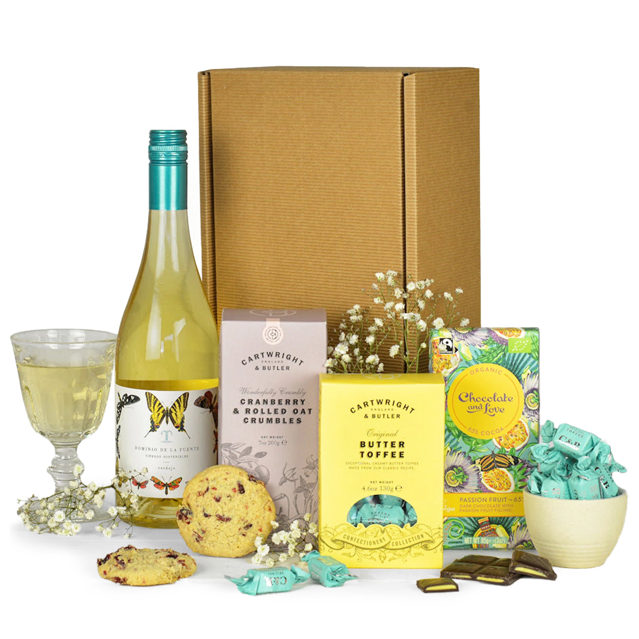 White Wine & Sweet Treats Gift Box for gift delivery in the United Kingdom
