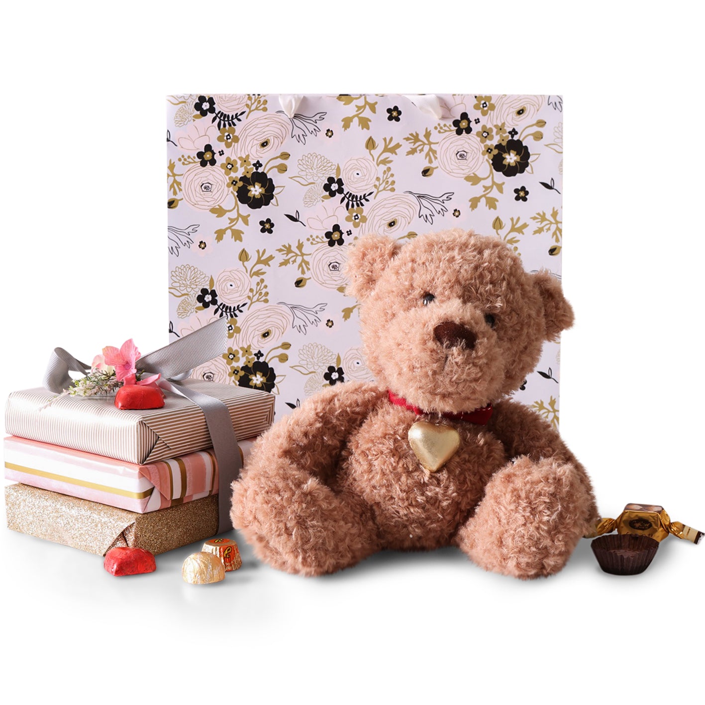 Heartfelt Teddy & Chocolate Collection alcohol-free gift for delivery in selected countries