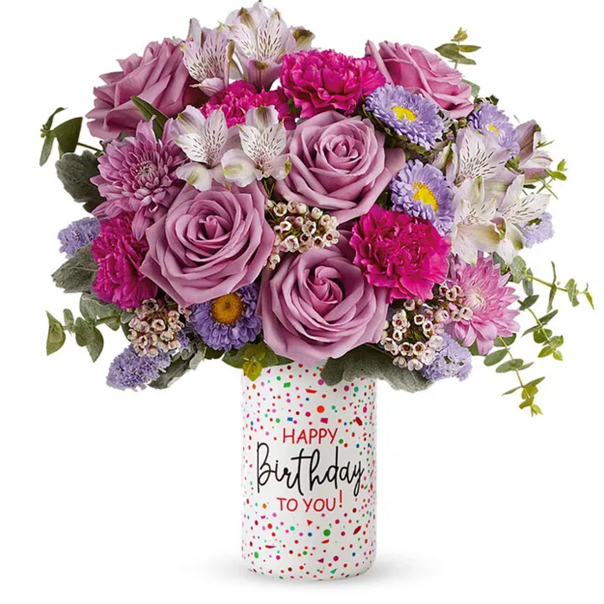 Purple Birthday Blooms Bouquet fresh flower arrangement for delivery in the United States
