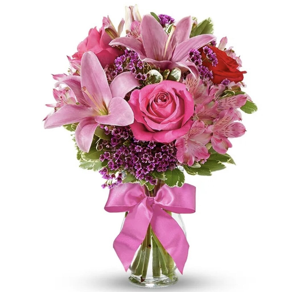 A Burst Of Pink fresh flower arrangement for local delivery in the United States