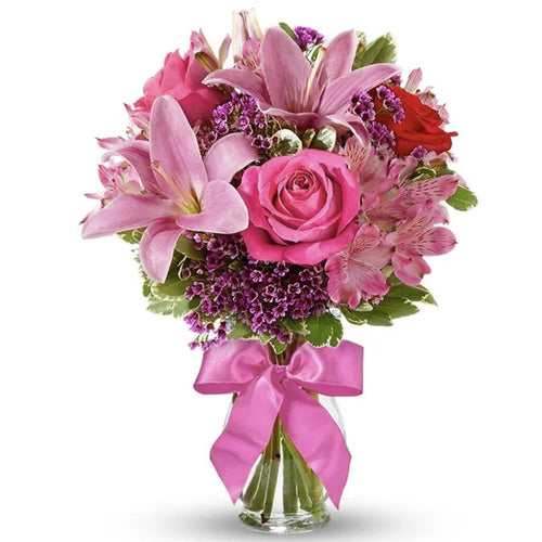 A Burst Of Pink fresh flower arrangement for local delivery in the United States