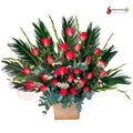 savoringcr large bouquet of red roses with foliage, eucalyptus in Costa Rica