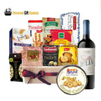 Special Moments Box gift featuring wine, chocolates, gourmet snacks and nuts