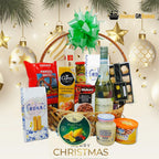 Wish Basket gift featuring wine, chocolates, gourmet snacks and nuts