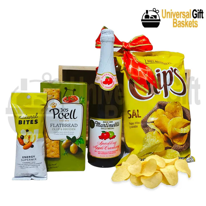 Sidra sin alcohol y patatas fritas 