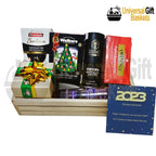 Snowman Snacks with chocolates, cookies and coffee