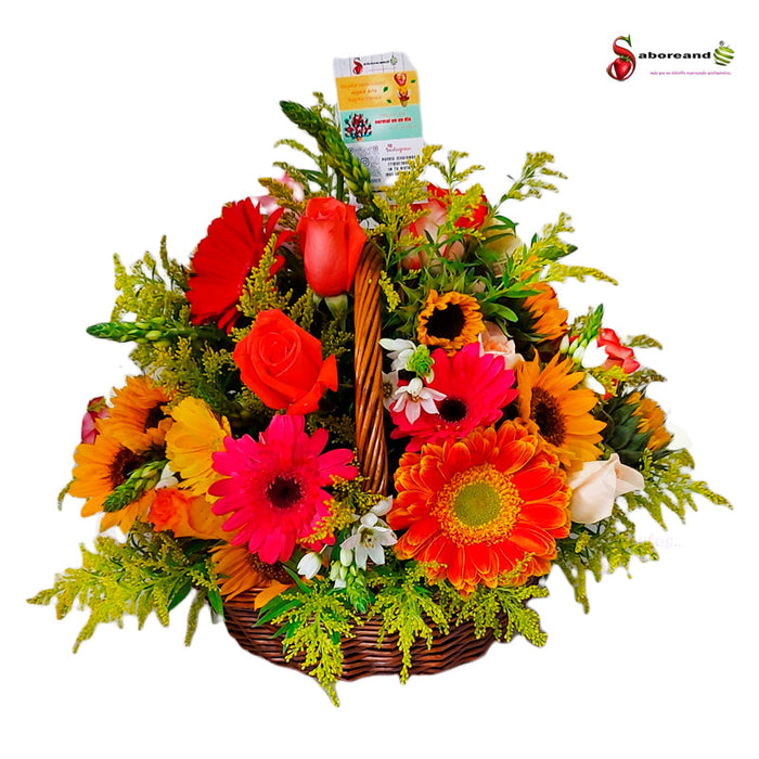 Love and Friendship Flower Basket with assorted flowers